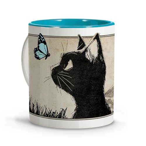 LolaPix Taza con Dibujo de Gato Estilo Anime. Tazas Originales