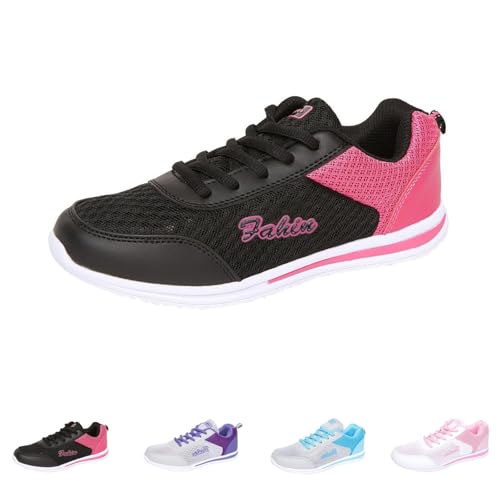 Orthopedic Bowling Shoes for Women,Comfortable Breathable Lightweight Soft Soles Mesh Athletic Non Slip on Sneakers Womens Wide Width Arch Support Foam Cushion Low Top Walking Nurse Shoes