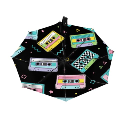 Parapluie de voyage rétro cassette 80s le petit compagnon mignon sous la pluie