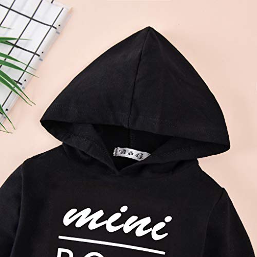 Aalizzwell Toddler Baby Long Sleeve Hooded Sweatshirt Pocket Pullover Hoodies For Boys Girls (Black-1, 3T) #TOP3