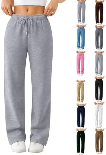 Fleece Sweatpants Women Baggy Wide Leg Sweatpants Comfy Warm Low Waisted Gym Sweat Pants with Pockets Lounge Workout Pants