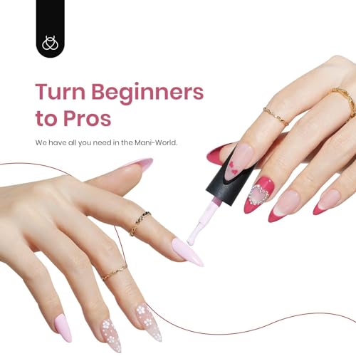 Image of Beetles Pink Gel Polish White French Gel Nail Polish Set, 6 Pcs Pink Rose Glitter City of Love Collection, 5 Colors Gel & 1 Pcs Liner Polish Soak Off Uv Lamp Nails Art Design Manicure Gifts for Women