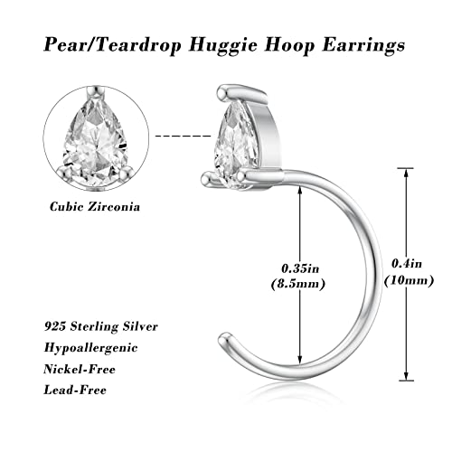 Sevenwell Water Drop Teardrop Pear Shape Half Hoop Earring For Women High Polished C Hoop Silver Earrings thumb #3