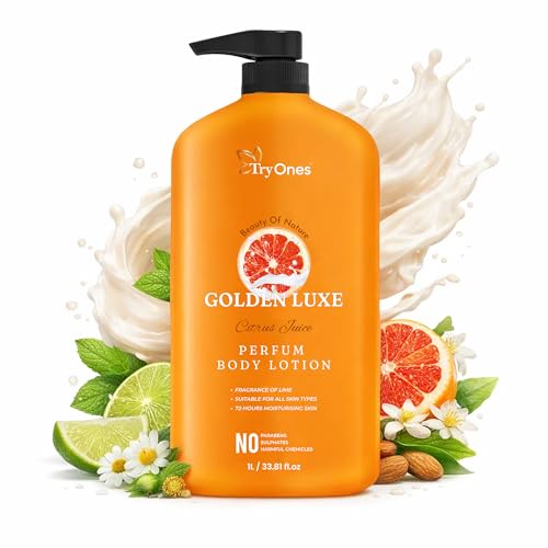 Image of GOLDEN LUXE Citrus Fuice Perfumed Body Lotion for Women & Men - Long Lasting Lime Fragrance, 72-Hours Deep Moisturizing, Paraben & Harmful Chemical Free, Suitable for All Skin Types, 1L / 33.81 fl.oz