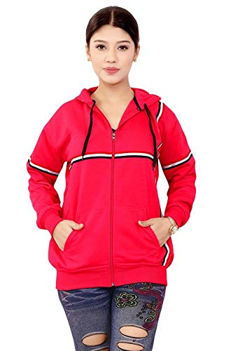 BAILEY SELLS Hosiery Fabric Hoodies Sweatshirt Winter Jacket for Women (Red), Red, 36