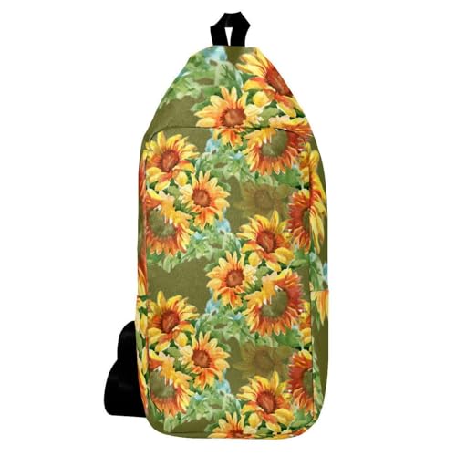 Sac à dos à bandoulière jaune tournesols pour voyage et randonnée hommes femmes