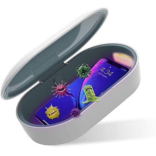 UV Phone Sanitizer, Wireless Charging Ozone Portable Sterilizer Aromatherapy Disinfector UV Light Box Cleaner for iPhone, Watch, Airpods, Makeup Brush, Salon Tool, Jewelry, Glasses