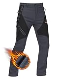 TACVASEN Outdoor Trousers Men Thermal Waterproof Walking Trousers for Hunting Shooting Hiking with Zip Pockets Grey,34