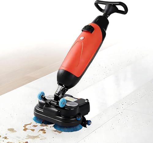 Fregadora comercial de suelos con doble cepillo giratorio de 360°, ancho de limpieza de 43 cm, funciona con pilas, para supermercados y fábricas, alta eficiencia 1200 m²/h
