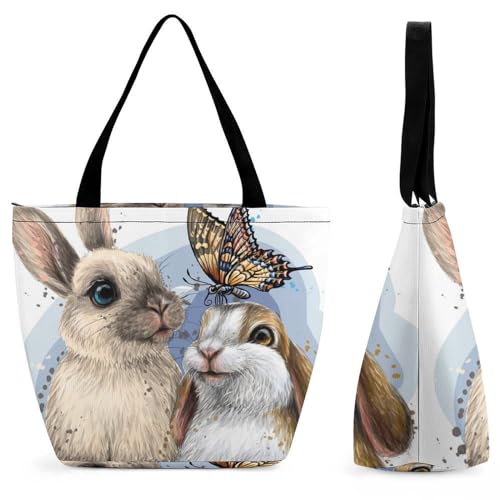 Sac à main pour femme lapin papillon grand sac à bandoulière de voyage