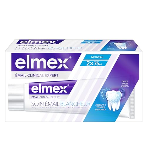 ELMEX - Clinical Expert Zahnpasta für Zahnschmelz Pflege für weißen Zahnschmelz Schutz des Zahnschmelzes und Vorbeugung von Karies bis zu 3 Weißtöne 2 x 75 ml