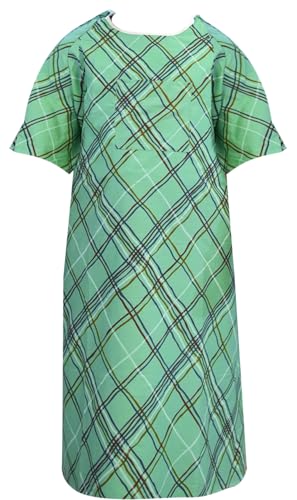 Vestido de hospital unisex verde de algodón ajustable hasta talla 2XL con lazos traseros