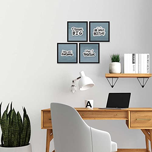 Image of ArtX Paper Motivational Quote Dream Big Wall Art Painting, Framed Paintings For Home Office Decor 20 X 20 inches (Combined), 10.0 X 10.0 each, Multicolor Posters With Frame, Set of 4