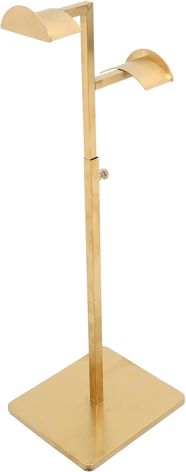 Housoutil Adjustable Height Handbag Display Stand Metal Purse Hanger Stainless Steel Dual Hook with Thick Base for Retail Store Window Display