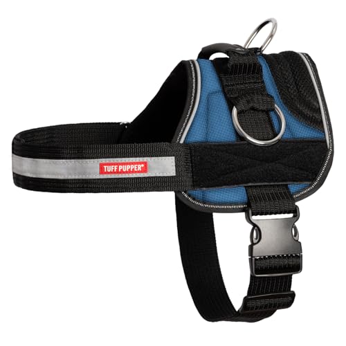 Tuff Pupper Quick Fit Harness for Small Dogs | No Pull No Choke, Escape-Proof | Rugged Padded Breathable Vest | Traffic Control Handle | 3 Leash Clips | Reflective Trim | Easy On Off (S, Blue) - image 7