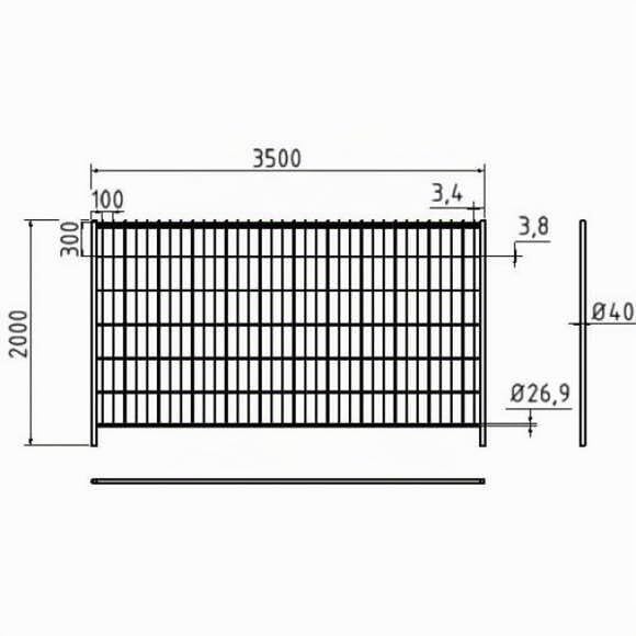 BAUZAUNWELT 1 Stück Bauzaun Standard Element, aus vorverzinktem Stahl ca.16 kg – Abmessung:3,50 x 2,00 m Mobilzaun-Gartenzaun-Campingzaun