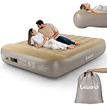 Lewondr Queen Air Mattress with Built in Pump, 13" Deluxe Blow Up Mattress with Pillow Design, 3Min Fast Inflatable Mattress for Camping, Home, Guests, Travel (550lb MAX), Khaki