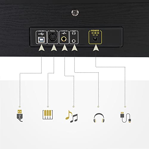 LEADZM Piano Numérique 88 Touches avec Banc, Clavier Entièrement Lesté, Piano Électrique avec Double Bluetooth et Haut-Parleurs Stéréo, 128 Sonorités et Rythmes, Système à 3 Pédales, Noir - Les Beatles, Paul McCartney, John Lennon, RIngo Starr, George Harrison LEADZM Piano Numérique 88 Touches avec Banc, Clavier Entièrement Lesté, Piano Électrique avec Double Bluetooth et Haut-Parleurs Stéréo, 128 Sonorités et Rythmes, Système à 3 Pédales, Noir – Image 6