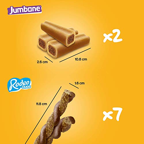 Pedigree Mega Box - Hunde-Leckerchen Multipack mit 24 Rodeo Duos Hühner- und Speckgeschmack und 4 Jumbone Rind- und Geflügelgeschmack, 780 g.