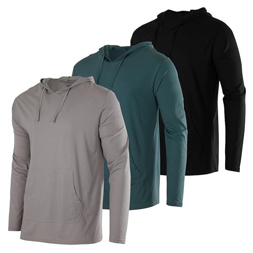 Real Essentials 3 Pack: Men’s Cotton Lightweight Casual Pullover Drawstring Hoodie With Pocket (Available In Big & Tall)