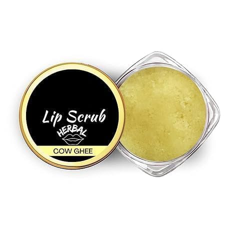 MZ Lip Sugar Scrub Herbal Natural Essential Oils Exfoliating Balm Polish Scrubber for Men Women Smoked Dry Dark Chapped Lips to Lighten Pigmentation Dead Skin Tan Removal (10-gm) (Cow Ghee).