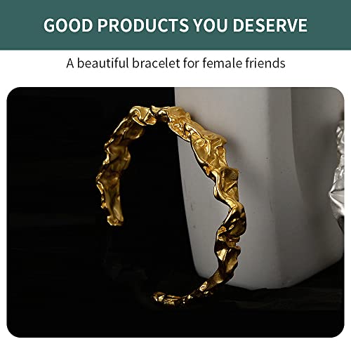Women 925 Sterling Silver Fashion Gold Plated Bangle Handmade Jewelry Adjustable Cuff Bracelet For Girls Wedding 18K Gold #TOP3