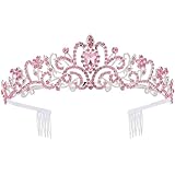 Tiara Crowns for Women Tiaras for Girls Princess Crown for Birthday Halloween Costume Bride Wedding Queen, Crystal (Pink)