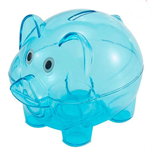 Xiaoqing-US Cartoon Plastic Piggy Bank Coin Money Cash Saving Box for Kid (Blue)
