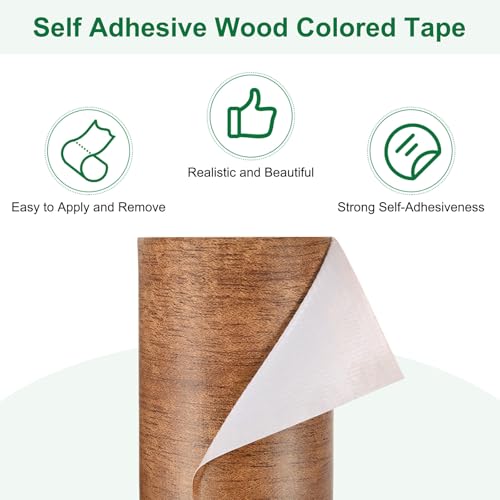 Image of M METERXITY 1-Roll Wood Grain Repair Tape, 3.15in x 15ft Textured Realistic Self-Adhesive Wood Floor Tape Contact Paper for Furniture /Floors /Home [Natural Mahogany]