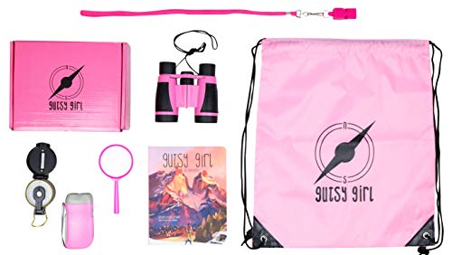 Gutsy Girl Explorer Outdoor Adventure Kit – 7 in 1 Set: Binoculars, Flashlight