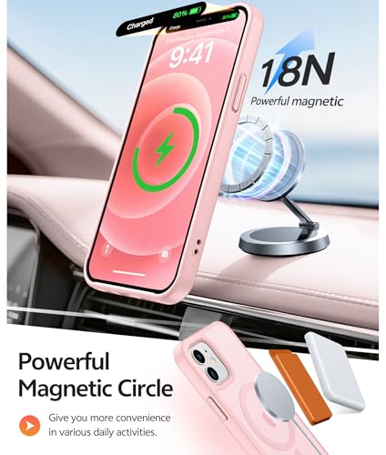 Image of FNTCASE for iPhone 13 Mini Case: for iPhone 12 Mini Case [Compatible with Magsafe] Translucent Matte Magnetic Phone Cover - Military Grade Drop Protection Shockproof Protective Cases - Light Pink