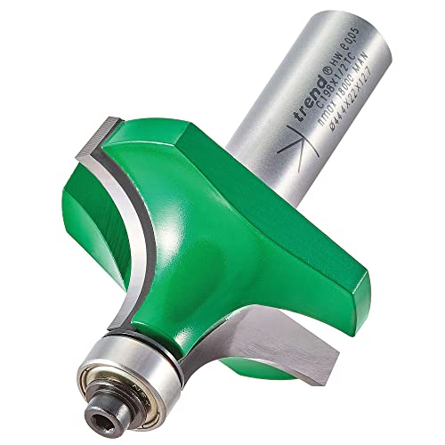 Trend CraftPro Rodamientos Guiados Round Over y Ovolo Router Cutter, vástago de 1/2 pulgada con radio de 16 mm, punta de carburo de tungsteno, C198X1/2TC