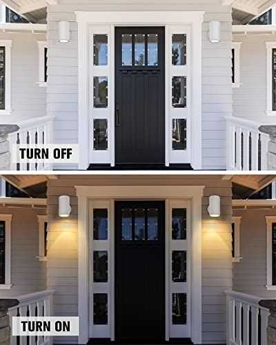 Image of Ken & Ricky Modern Aluminum Outdoor Wall Sconce Lights,Cylinder,White,2 PK