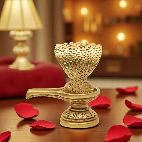 Image of SHANTI Brass Shivling for Home Puja, Shiva Lingam for Temple, Office Desk, Gift & Decor (SL3160)