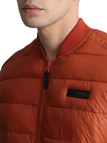 Image of JACK & JONES Solid Nylon Casual Puffer Jacket | Winter Stylish Bomber Jacket For Men | Casual Jacket For Men