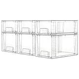 Vtopmart 6 Pack Clear Stackable Storage Drawers,Easy to Assemble Bathroom Organizers and Storage with handles,Plastic Drawers for Kitchen Pantry,Cabinet,Under Sink Organization