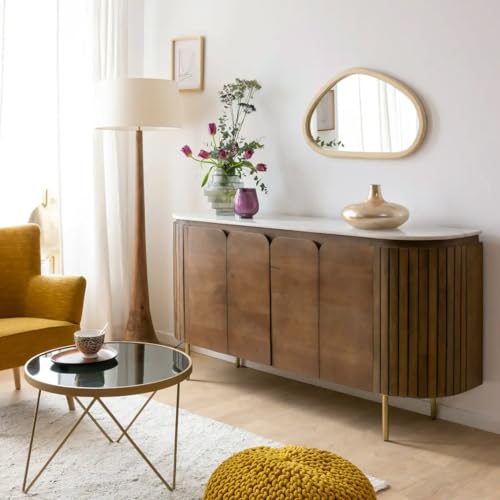 Image of The Attic Carlston Sideboard Large, Multipurpose Cabinet for Kitchen and Living Room Storage, Classy Sideboard, Solid Mango Wood, Provential Teak Matte Finish