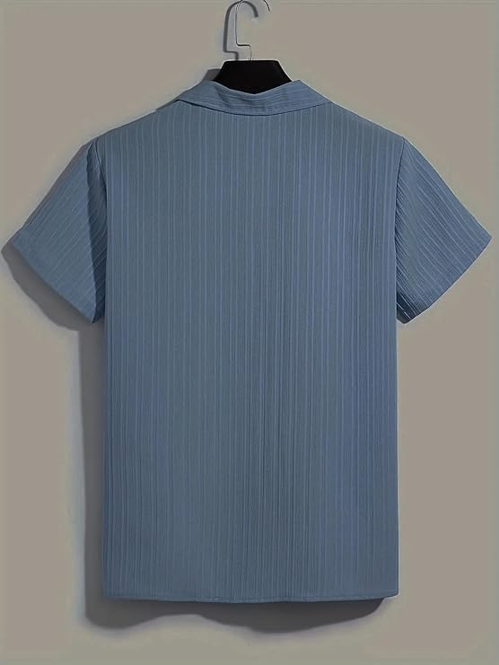 Image of Men's Textured Short Sleeve Button Down Shirt, Collared Pack of 2