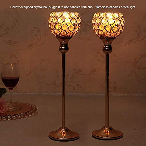 Vincigant Pair Of 2 Gold Crystal Candle Stand Holders/Dinning Room Table Decorative Candle Lantern Centerpieces For Anniversary #TOP5