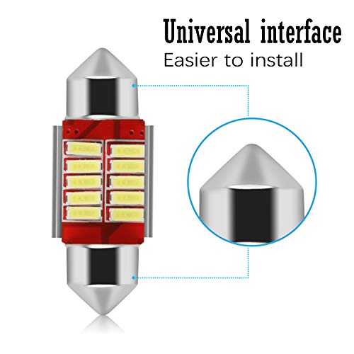 BROTOU Festoon LED Car Bulb 6 Pack, LED Dome Reading Xenon White Bulbs Car Interior Light Replacement License Plate Lights Map Lamps No Polarity 12 SMD 3014 180LM (31 MM) - Image 2