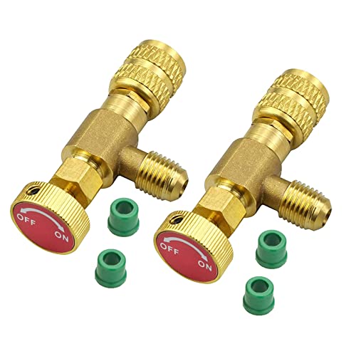 Exsbtay 2 Piezas R22 R410 Válvula de Carga Refrigerante, Válvula Seguridad Refrigerante, Refrigerante R410A R22 Adaptador, para Conector R22/ R410A del Adaptador, Válvula Flujo del Aire Acondicionado Cover