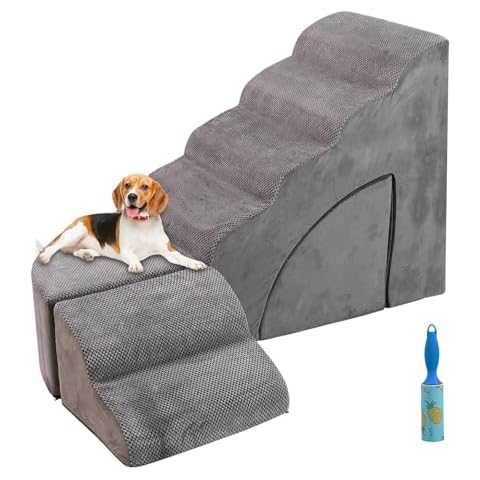 Dog Stairs for Small Dogs, 30 inch Height Dog Steps for High Beds, Adjustable Dog Stairs for Bedside, Foam Dog Ramp for Bed, Non-Slip Pet Stairs for High Beds for Small Dogs, Old Pets Cover