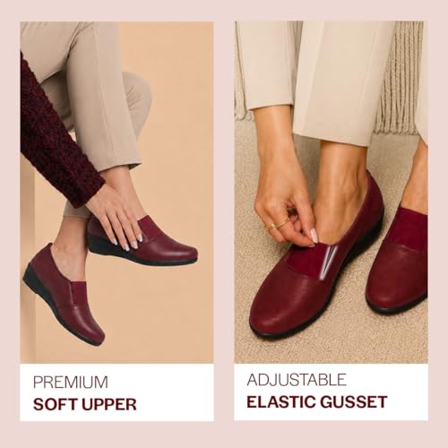 Image of FAUSTO Women Classic Formal Slip On Shoes | Platform Heel Shoe for Office Meeting Events | Easy Pull On Shoes with All Day Comfort
