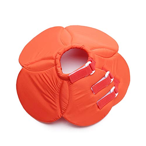 Image of Dog Cone E-Collar Flower Soft Elizabethan Waterproof Grooming Recovery Protective Adjustable Collar for Puppy Small Medium Dogs (S Neck:9-11in, Orange)