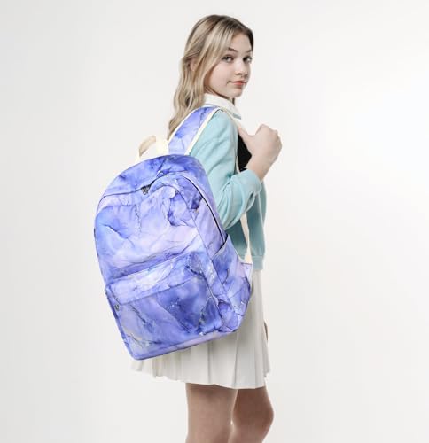 JIANYA Backpack for Girls, Elementary Kids School Backpacks Marble Bookbag for Girls Backpack with Lunch Box, Purple2