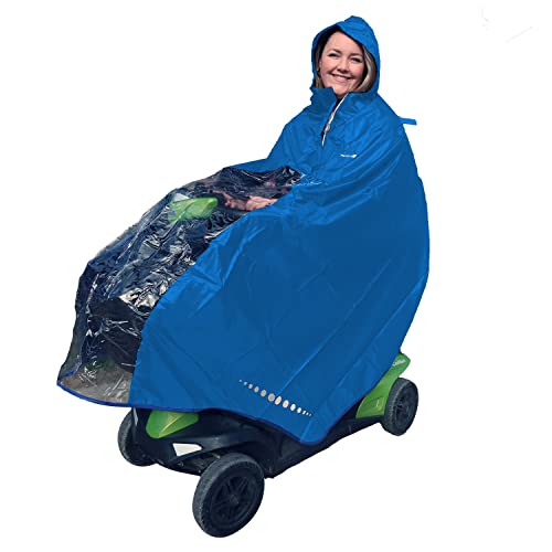Poncho imperméable pour fauteuil roulant et scooter électrique bleu royal taille L