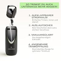waterdrop® All Purpose Thermosflasche 600ml – Trinkflasche mit Strohhalm – isolierte Edelstahl, 24h kalt - 6h heiß – auslaufsicher & bruchsicher – Thermobecher – Ansicht 3