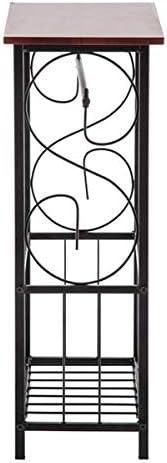 Bathroom Floor Storage Side Corner Table Shelf Toilet Tissue Paper Roll Holder Stand Magazine Rack Organizer - Metal Frame & Wood Top (Coffee)