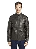 lederjacke herren bikerjacke langärmlig mit Stehkragen und Reißverschluss zum Schließen