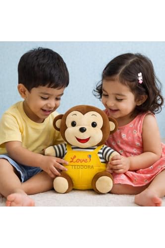 Image of Sitting Monkey Soft Toy for Girls Boys Kids,Yellow,Sitting Love Animal Plush Stuffed Baby Teddy Gift Birthday, 20 cm